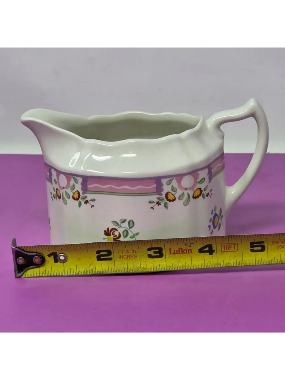 Laura Ashley Alice Creamer Pitcher Made In England‎ Floral Pink White Ceramic